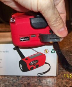 iRonsnow Solar Emergency Hand Crank Weather Radio, Portable Self Powered NOAA AM/FM Radios with SOS Alarm LED Flashlight 2000mAh Power Bank Smart Phone USB Charger for Camping (Red) 43 71u3kipcN1L
