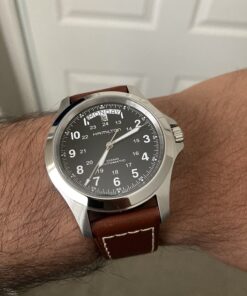 Hamilton Men's H64455533 Khaki King Series Stainless Steel Automatic Watch with Brown Leather Band 31 71u3vOru0JL