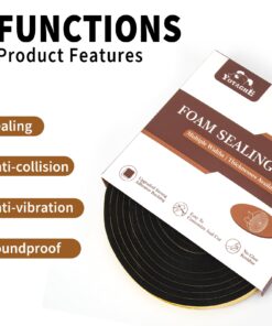 Yotache Foam Seal Tape 3 Rolls 1/4" W X 1/8" T, High Density Adhesive Foam Weather Strip Seal for Window and Door, 50 Ft Length (3 X 16.5 Ft Each) 1/4" x 1/8" x 50' 16 71u3xuDaXuL
