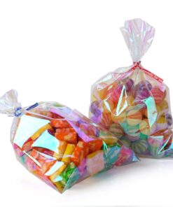 100 Pack Iridescent Holographic Cellophane Party Favor Treat Bags with 5 Colors Twist Ties Good for Themed Celebrations Baby Showers Weddings Girls Birthday Party Supplies (5" x 7") 5x7 Inch (Pack of 100) 20 71u4d3Wn L