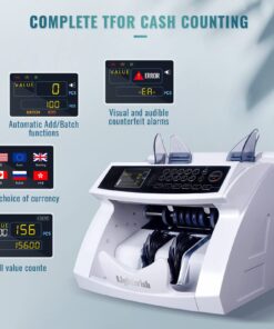 Alternative view of LIGHTWISH Money Counter Machine, Bill Counter with UV/MG/IR Counterfeit Detection, Value Counting, Cash Counter with External LED Display, 1500 Notes Per Minute, 3 Years Warranty