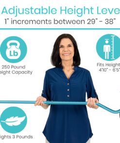 Vive Walking Cane - Ergonomic Offset Patented Hand Grip - Lightweight Adjustable Walking Aid for Men, Women, Elderly - Non-Slip Tip, Sturdy Mobility Aid for Seniors, Supports Up to 250lbs (Purple) Teal 22 71u56ZY dL