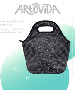 Artovida Artists Collective Insulated Neoprene Lunch Bag - Washable Soft Lunch Tote for Work and Picnic - Design by Tobe Fonseca (Brazil) Furr Division - Classic Tobe Fonseca Furr Div. Cats 15 71u5UWO0BL