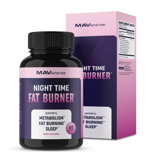 MAV NUTRITION Weight Loss Pills Night Time Fat Burner for Women & Men | Sleep Aid Diet Pills, Appetite Suppressant, Metabolism Boost, Carb Blocker; 60 Count Night Time Fat Burner Capsule