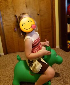 AppleRound Horse Bouncer with Hand Pump, Inflatable Space Hopper, Ride-on Bouncy Animal (Green) Green 26 71u6BoSYN3L