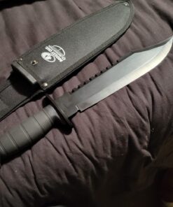 Mossy Oak Survival Hunting Knife with Sheath, 15-inch Fixed Blade Tactical Bowie Knife with Sharpener & Fire Starter for Camping, Outdoor, Bushcraft 31 71u6OItk3uL