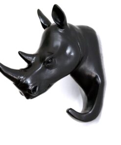 HERNGEE Rhino Head Single Wall Hook/Hanger Animal Shaped Coat Hat Hook Heavy Duty, Rustic Decorative Gift, Black 18 71u7zvWeoVL