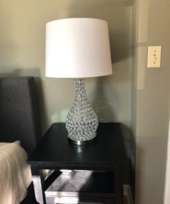 Possini Euro Design Kasey Modern Table Lamp 27" Tall Clear Acrylic Beaded Chrome Silver White Tapered Drum Shade for Bedroom Living Room House Home Bedside Nightstand Office Entryway Kids Family Acrylic Gourd Single 26 71u9rhNKrUL