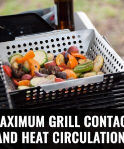 Grillaholics Grill Basket for Outdoor Grill - Durable Premium Stainless Steel Vegetable Grill Basket - XL Family Size BBQ Grill Basket - Perfect Grilling Accessories for Veggies, Fish, Shrimp & Kebabs 24 71u9vDjHguL