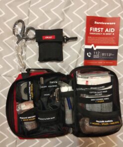 Surviveware Comprehensive Premium First Aid Kit Emergency Medical Kit for Trucks, Cars, Camping, Office and Sports and Outdoor Emergencies - Small 100 Piece Set Regular 74 71uAONHXyL