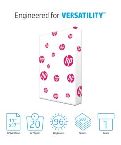 HP Printer Paper | 11x17 Paper | MultiPurpose 20 lb |1 Ream - 500 Sheets |96 Bright | Made in USA - FSC Certified | 172001R 1 Ream | 500 Sheets Ledger (11 x 17) 10 71uBrHzuGPL