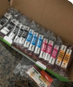 Kingjet Compatible for Canon 220 221 Ink Cartridges, Replacement for Canon PGI-220 PGI220 CLI-221 CLI221 Work with PIXMA MP560 MP620 MP620B MP640 MP980 MP990 MX860 IP3600 IP4600 IP4700, 15 Pack 28 71uDAN ed5L
