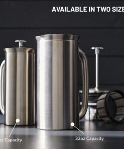 ESPRO - P7 French Press - Double Walled Stainless Steel Insulated Coffee and Tea Maker with Micro-Filter - Keep Drinks Hotter for Longer, Perfect for Home (Brushed Stainless Steel, 32 Oz) 32 Ounce Brushed Stainless Steel 11 71uEkqMILxL