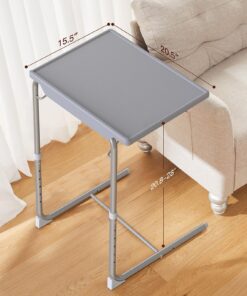 Alternative view of Adjustable TV Tray Table - TV Dinner Tray on Bed & Sofa, Comfortable Folding Table with 6 Height & 3 Tilt Angle Adjustments (Gray) Grey