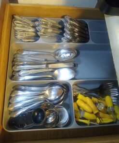 Joseph Joseph DrawerStore Kitchen Drawer Organizer Tray for Silverware Cutlery Utensils and Gadgets, Gray, 15.6 x 15.1 x 2.1 Inches Grey Large 21 71uGAimmKiL