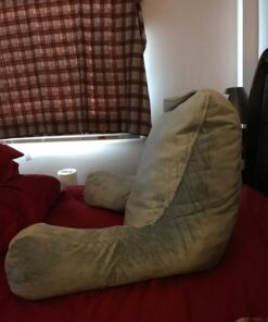 LINENSPA Reading Pillow with Shredded Memory Foam- Back Pillow for Sitting in Bed, Reading, Gaming, Watching TV – Chair Pillow with Arms, Dorm Room Essentials, Stone Standard 45 71uH4JOqGQL