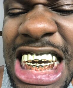 New Custom Fit 14k Gold Plated Hip Hop Teeth Grillz Caps Top & Bottom Grill Set 32 71uIyFbmXL