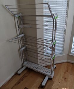 Newerlives BR505 3-Tier Collapsible Clothes Drying Rack with Casters, Laundry Drying Rack, Stainless Steel Hanging Rods, Indoor & Outdoor Use 33 71uLW7RZQhL 2