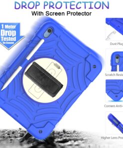BMOUO iPad 10th Generation Case, iPad 10.9 2022 Case - with Screen Protector, 360 Rotating Stand & Pencil Holder & Hand & Shoulder Strap Shockproof Kids Case for iPad 10th Generation 10.9” 2022, Blue 11 71uMGF76CeL 1