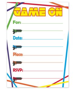 Laser Tag Birthday Party Invitations (20 Count with Envelopes) - Kids Party Invites for Boys and Girls - Laser Tag Party Supplies 7 71uN7lyn9L