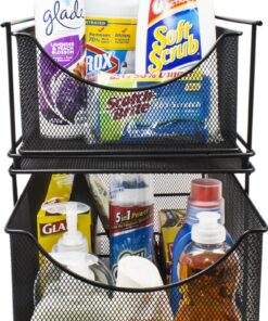 Sorbus® Cabinet Organizer Drawers— Mesh Storage Organizer with Pull Out Drawers—Ideal for Countertop, Cabinet, Pantry, Under the Sink, Desktop and More (Black 1 Drawer) Black 14 71uNOSOj6eL