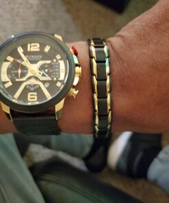 COOLSTEELANDBEYOND Magnetic Stainless Steel Mens Gold Black Power Element Bracelet with Magnets and Free Link Removal Kit Gold and Black 23 71uNWtBdvL