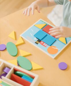 Melissa & Doug Beginner Wooden Pattern Blocks Educational Toy With 5 Double-Sided Scenes and 30 Shapes 22 71uPDKAhtwL 1