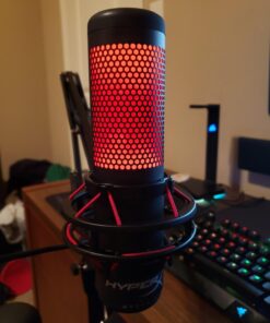 HyperX QuadCast - USB Condenser Gaming Microphone, for PC, PS4, PS5 and Mac, Anti-Vibration Shock Mount, Four Polar Patterns, Pop Filter, Gain Control, Podcasts, Twitch, YouTube, Discord, Red LED Red Lighting 25 71uPI9wbx7L