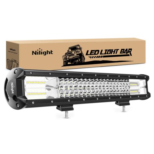 Nilight - 18004C-A LED Light Bar 20Inch 288w Triple Row Flood Spot Combo 28800LM Led Bar Driving Lights Boat Lights Led Off Road Lights for Trucks, 2 Years Warranty