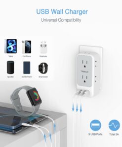 Multi Plug Outlet Extender with USB, TESSAN Electrical 7 Outlet Splitter with 3 USB Wall Charger, Multiple Power Expander for Cruise, Office, Home, Dorm Essentials Gray 3 USB A 21 71uQ2KttlBL