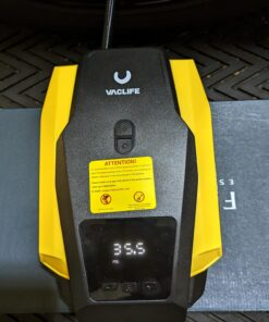 VacLife Portable Air Compressor - Air Pump for Car Tires (up to 50 PSI), 12V DC Tire Pump for Bikes (up to 150 PSI) w/ LED Light, Digital Pressure Gauge, Model: ATJ-1166, Yellow (VL701) Large 45 71uQ9zmLAxL 1