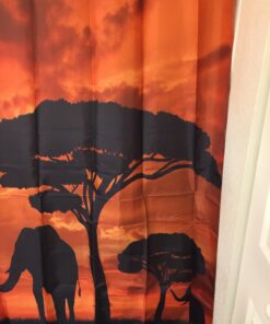 Vandarllin Mother and Baby African Elephants Bathroom Shower Curtain, Sunset Safari Theme (Orange,Black) (66" x 72") 66" x 72" 23 71uQCiLJS8L