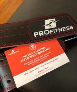 Weight Lifting Belt (5mm Thick) - Leather Weight Lifting Belt for Women & Men - Functional Workout Belt - Gym Belt for Weightlifting, Powerlifting, Squat & Deadlift - Adjustable Weightlifting Belt Black/Red Medium 53 71uQR3khgTL