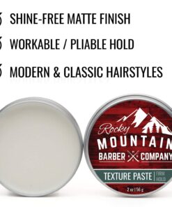 Rocky Mountain Barber Company Hair Paste for Men - Hair Styling Paste with Pliable Light-Firm Hold for All Hair Styles, Shine-Free Matte Finish - Easy to Wash Out, 2 oz 13 71uQiH 8v3L