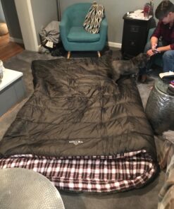 TETON Sports Mammoth Queen Size Sleeping Bag- Double Sleeping Bag – A Warm Bag The Whole Family can Enjoy – Great Sleeping Bag for Camping, Hunting and Base Camp. Compression Sack Included Grey (Cotton Flannel Liner) Mammoth 0F 63 71uR8bOxFhL