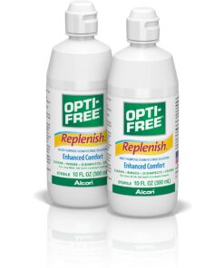 Opti-Free Replenish Multi-Purpose Disinfecting Solution with Lens Case, Twin Pack, 10-Fluid Ounces Each - 2 Count(Pack of 1) 10 Fl Oz - 2 Count(Pack of 1) 21 71uRIyN34LL