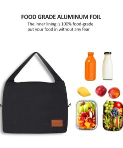 Aosbos Black Lunch Bag Women Insulated Lunch Box for Women Lunch Bags for Adult Lunchbox Lunch Tote Bento Box Cooler Bag for Work Office Picnic Loncheras Para Hombres Mujer Small 10 71uRkpoMwDL