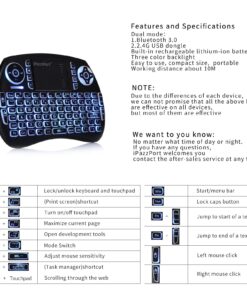 (Newest Upgrade) iPazzPort Mini Bluetooth Keyboard with Touchpad (Handheld Keyboard), Backlit Mini Wireless Keyboard with 2.4G USB Dongle for Google/Android TV Box/FireStick/Laptop/PC KP-21SM Bluetooth&2.4RF 24 71uS8iHtt9L