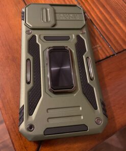 DEERLAMN for iPhone 12 Case,iPhone 12 Pro Case with Slide Camera Cover+Screen Protector(2 Packs),Rotated Ring Kickstand Military Grade Shockproof Protective Cover-Olive Green iPhone 12/12 Pro 6.1 Olive Green 19 71uTO7gwRGL