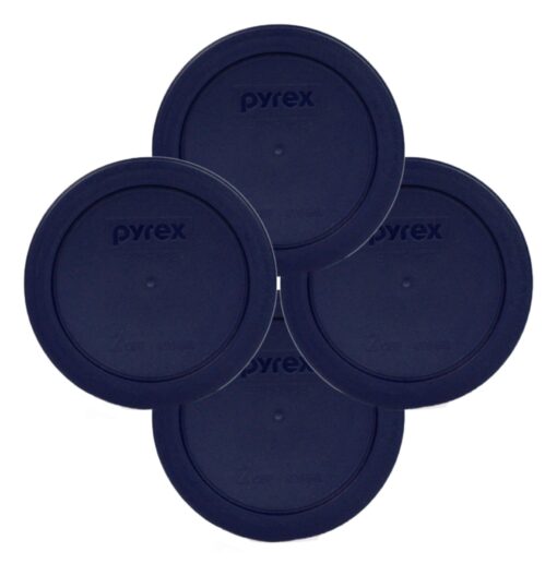 Pyrex Blue 2 Cup Round Storage Cover #7200-PC for Glass Bowls 4-Pack 1