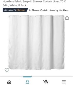 Title: Hookless® It’s A Snap!® Fabric Snap-In Shower Curtain Liner, Water-Repellant, Easy Install, White Color 70 x 54in 30 71uUTVN3CJL