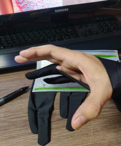 OTraki 4 Pack Artist Gloves for Drawing Tablet Free Size with Two Fingers for Graphics Pad Painting Good for Right or Left Hand - 2.95 x 7.87 inch M Black 46 71uUclzikkL