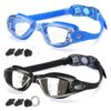 COOLOO Swim Goggles, 2 Pack Swimming Goggles for Men Women, Goggles Swimming Adult Youth Teen Kids, Anti Fog Pool Goggles E. Plating Black & Blue
