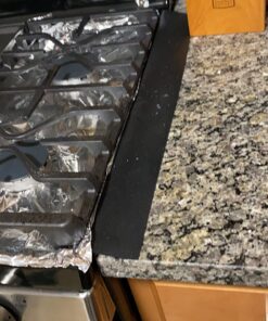 Stove Counter Gap Cover - Flexible Easy Clean Heat Resistant Wide & Long Gap Cap Fillers, Seals Spills Between Appliances, Furniture, Stovetop, Oven, Washer & Dryer, Set of 2 (Black, 21 Inches) 21'', Black 39 71uVdM7dHBL