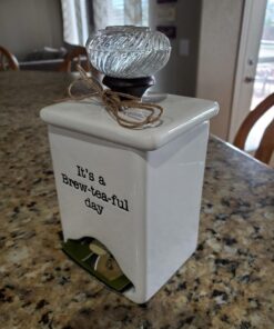 Mud Pie FBA_ Ceramic Tea Bag Caddy, White 48 71uVdzehBoL