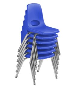 Factory Direct Partners 10364 14" School Stack Chair, Stacking Student Seat with Chromed Steel Legs and Nylon Swivel Glides for in-Home Learning or Classroom - Blue (6-Pack) 14 inch 15 71uW8rvlrDL