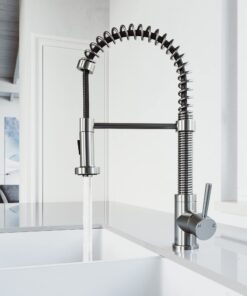 VIGO VG02001ST 19" H Edison Single-Handle with Pull-Down Sprayer Kitchen Faucet in Stainless Steel 24 71uWNrMTMaL