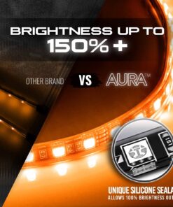 Alternative view of OPT7 Aura Interior Car Lights with Remote Control, Color Change, Music Sync Inside Ambient Lighting Kit, LED Lights for Car Truck Under Dash Accessories, Charger Adapter 12V, 4pc Single Row LED Strip RGB