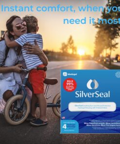SilverSeal Burn and Wound Dressing | Hydrogel Pads with X-Static Silver | Soothing, Moist & Protective | Burns, Cuts & Wounds | 4 Sterile Dressings 4"x4" Patch (4 Count) 44 71uZaTyij1L