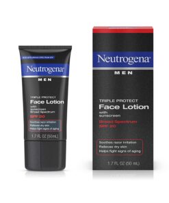 Neutrogena Triple Protect Men's Daily Face Lotion with Broad Spectrum SPF 20 Sunscreen, Moisturizer to Fight Aging Signs, Soothe Razor Irritation & Relieve Dry Skin, 1.7 fl. oz (Pack of 3) 17 71uaRiRD7gL